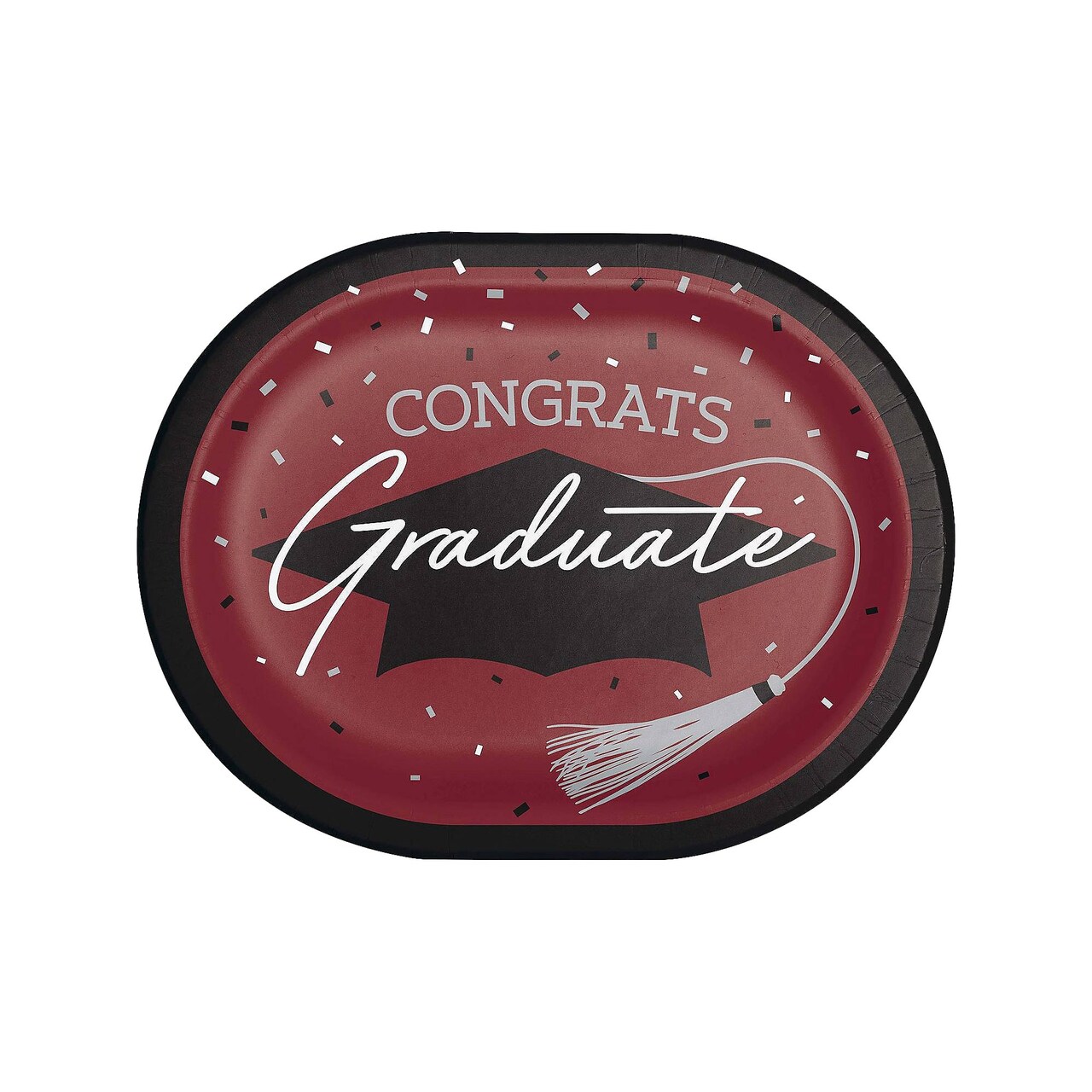 Creative Converting School Spirit Burgundy Graduation Oval Paper Platters 24 Count